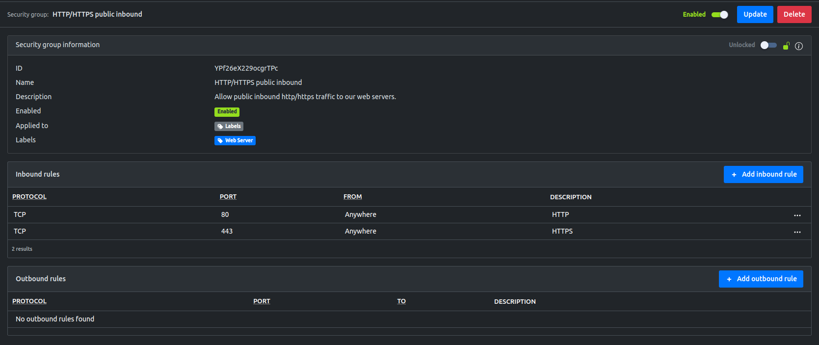 host-based firewall security group view